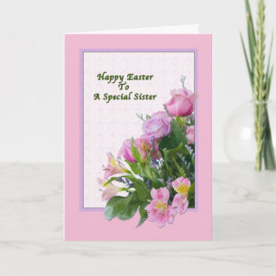 Cartes Pour Fêtes Annuelles Sister's Easter Card with Spring Flowers