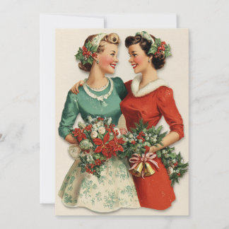 Cartes Pour Fêtes Annuelles Sisters Friend Holiday Christmas Card Retro 1950s 