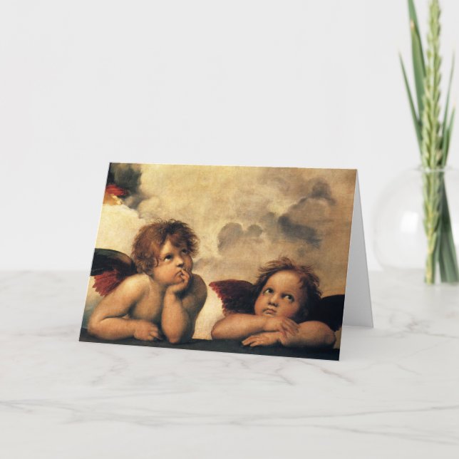 Cartes Pour Fêtes Annuelles Sistine Madonna Angels par Raphael Sanzio (Devant)