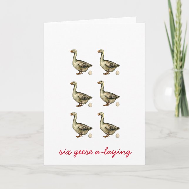 Cartes Pour Fêtes Annuelles Six Oies A-Laying (Devant)