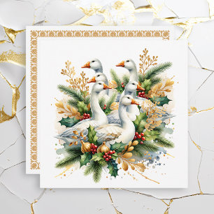 Cartes Pour Fêtes Annuelles Six oies pondent   Les douze jours de Noël