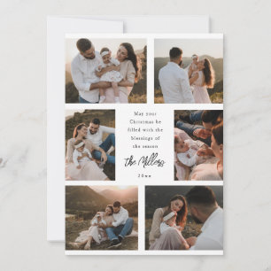 Cartes Pour Fêtes Annuelles Six Photo Modern Script Flat Holiday Card