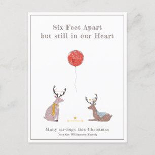 Cartes Pour Fêtes Annuelles Six Pieds de Séparation Mignon Drôle Cerf Quaranta