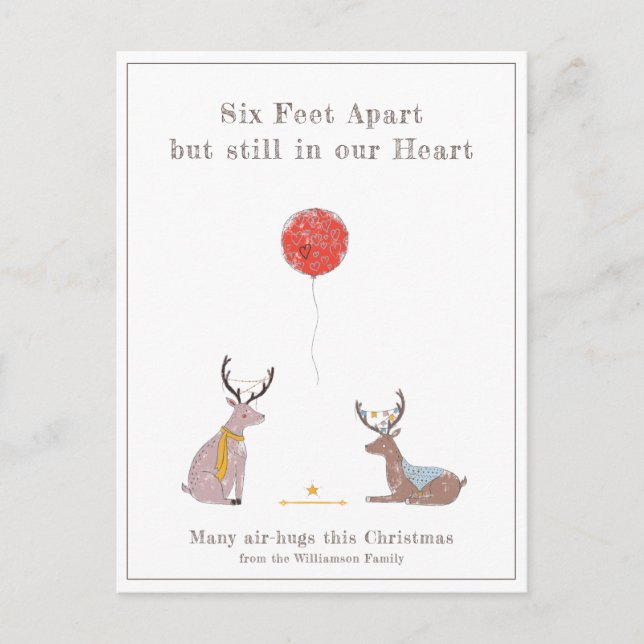 Cartes Pour Fêtes Annuelles Six pieds mis à part joli Deer Deer Quarantine Noë (Devant)