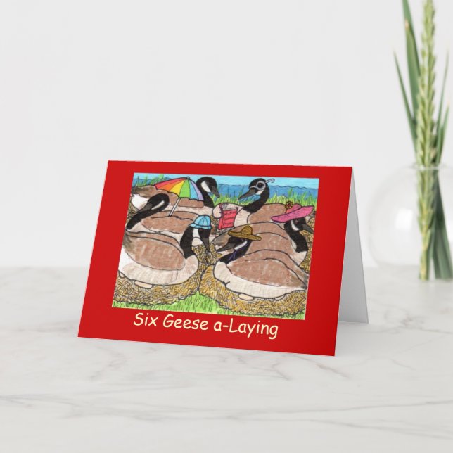 Cartes Pour Fêtes Annuelles Six un-Poses d'oies (Devant)