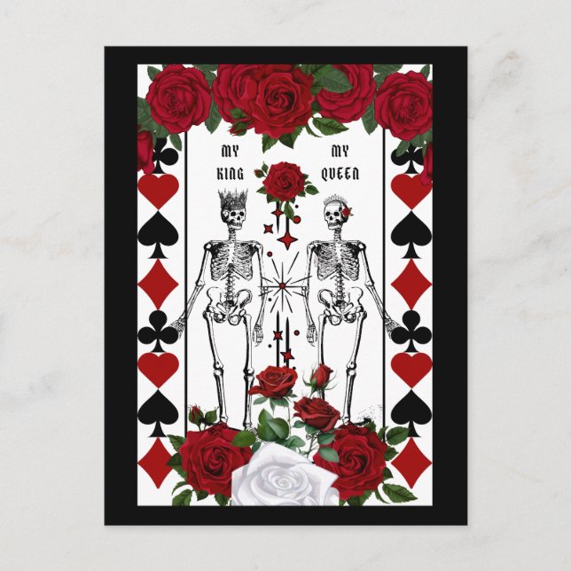 Cartes Pour Fêtes Annuelles Skeleton gothique couple roi reine (Devant)