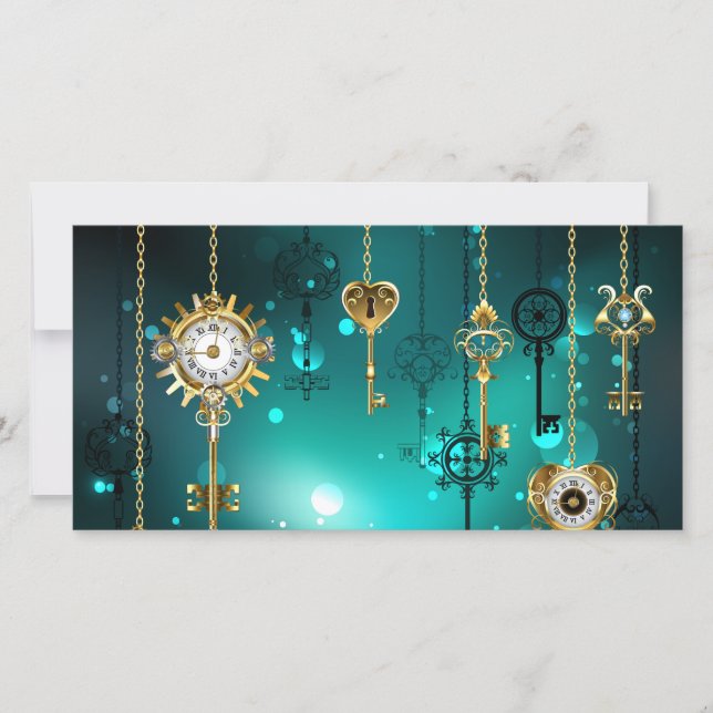 Cartes Pour Fêtes Annuelles Skeleton Keys on Green Background (Devant)