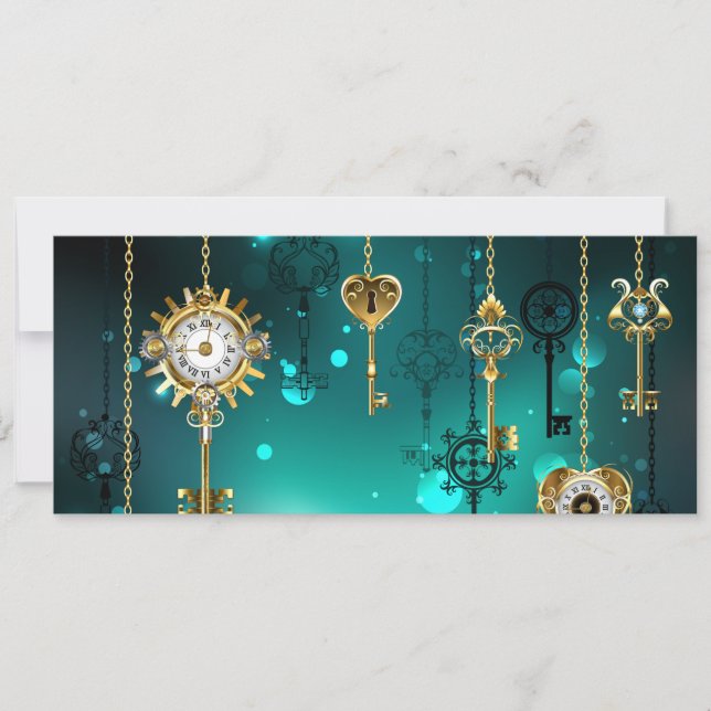 Cartes Pour Fêtes Annuelles Skeleton Keys on Green Background (Devant)