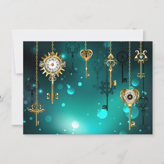 Cartes Pour Fêtes Annuelles Skeleton Keys on Green Background (Devant)