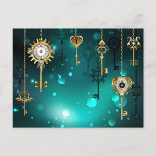 Cartes Pour Fêtes Annuelles Skeleton Keys on Green Background