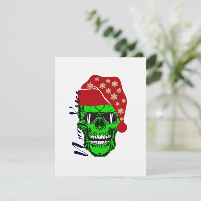 Cartes Pour Fêtes Annuelles Skeleton Santa Hat (Debout devant)