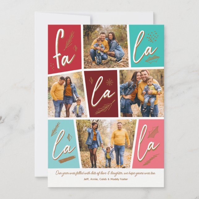 Cartes Pour Fêtes Annuelles Sketch Fa La La La La La Four Photo Noël (Devant)