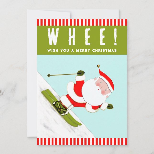 Cartes Pour Fêtes Annuelles Ski de neige Noël skieur (Devant)