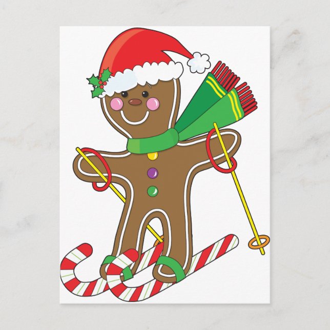 Cartes Pour Fêtes Annuelles Ski de pain d'épices (Devant)