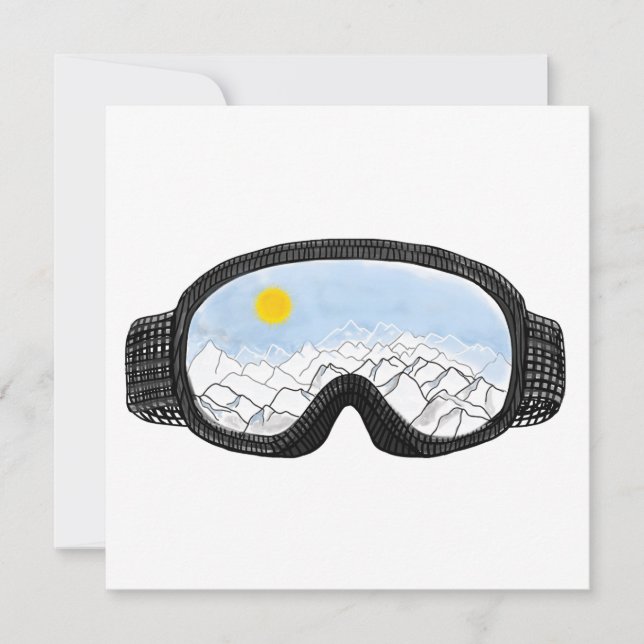 Cartes Pour Fêtes Annuelles Ski Goggles Mountain View Illustration (Devant)
