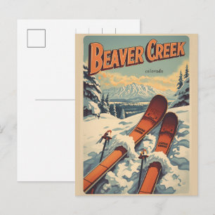 Cartes Pour Fêtes Annuelles skis cadeaux vintage Steamboat Springs Colorado