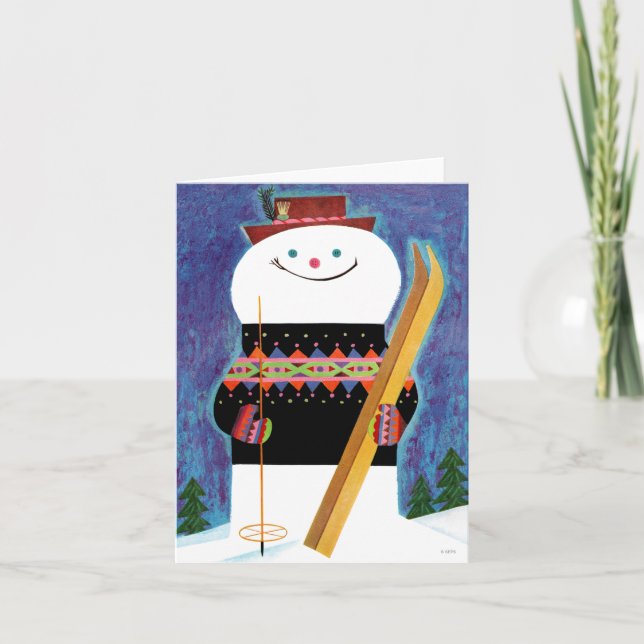 Cartes Pour Fêtes Annuelles Skis pour Snowman (Devant)