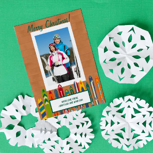Cartes Pour Fêtes Annuelles Skis Vintage Photo Personnalisée