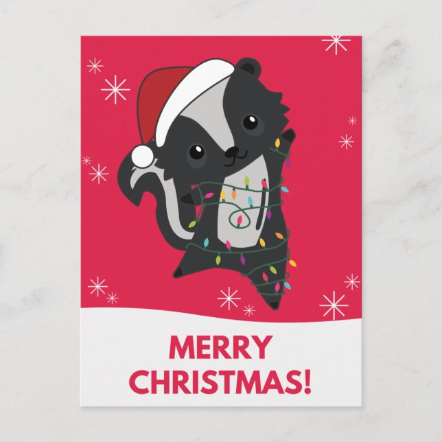 Cartes Pour Fêtes Annuelles Skunk Christmas Skunks Winter Animaux Holiday Post (Devant)