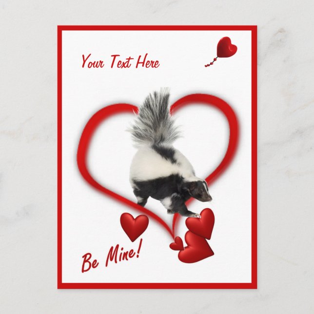Cartes Pour Fêtes Annuelles Skunks - Soyez le mien Valentines personnalisables (Devant)