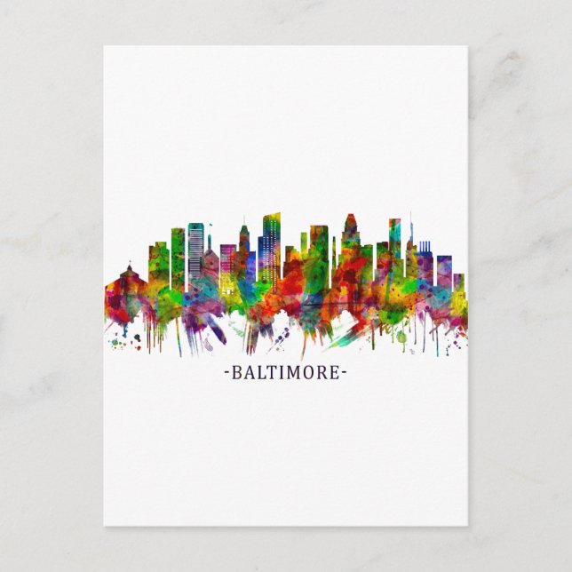 Cartes Pour Fêtes Annuelles Skyline Baltimore Maryland (Devant)