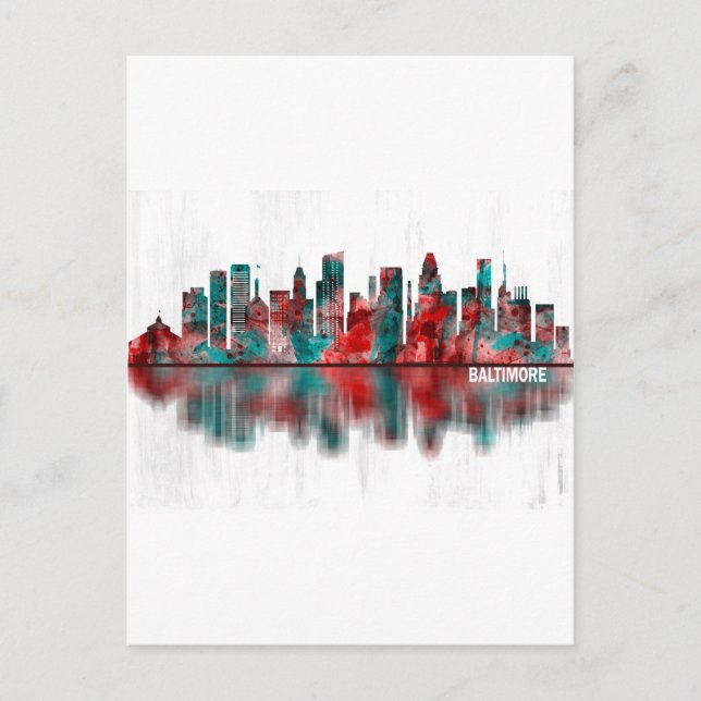 Cartes Pour Fêtes Annuelles Skyline Baltimore Maryland (Devant)