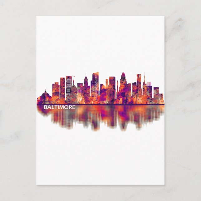 Cartes Pour Fêtes Annuelles Skyline Baltimore Maryland (Devant)
