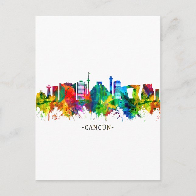 Cartes Pour Fêtes Annuelles Skyline de Cancun Mexique (Devant)