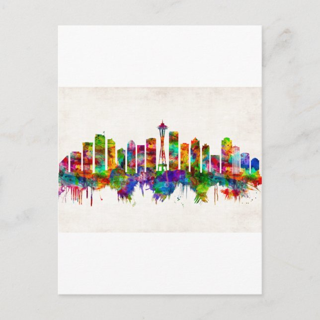 Cartes Pour Fêtes Annuelles Skyline de Seattle (Devant)