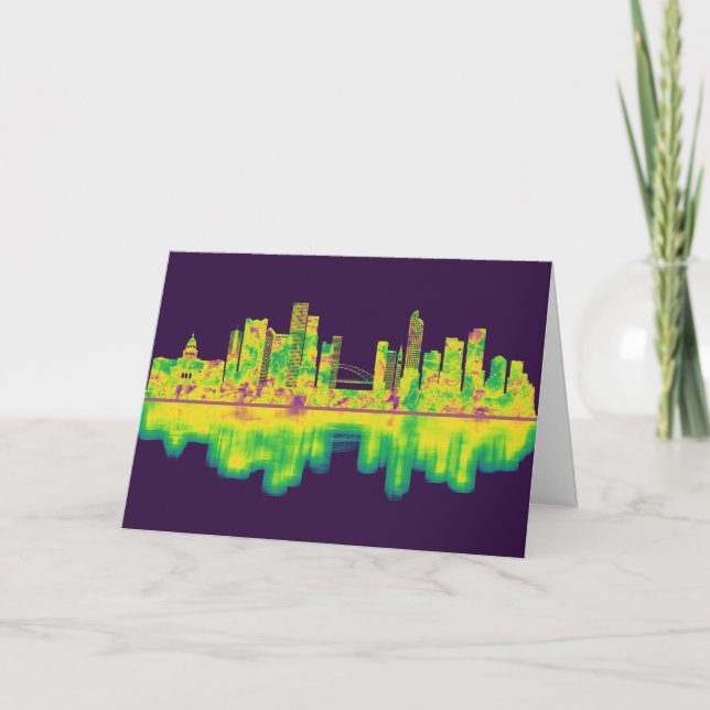 Cartes Pour Fêtes Annuelles Skyline Denver Colorado (Devant)