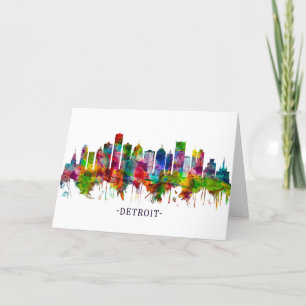 Cartes Pour Fêtes Annuelles Skyline Detroit Michigan