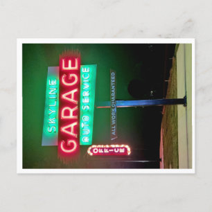 Cartes Pour Fêtes Annuelles Skyline Garage Auto Service Connexion néon