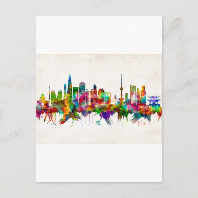 Cartes Pour Fêtes Annuelles Skyline Séoul Corée du Sud (Devant)