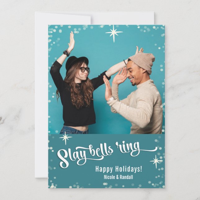 Cartes Pour Fêtes Annuelles Slay Bells Ring Funny Holiday Photo (Devant)