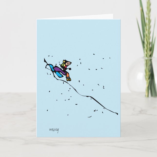 Cartes Pour Fêtes Annuelles Sledding (Devant)