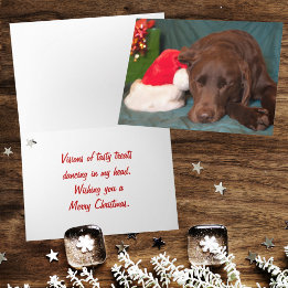Cartes Pour Fêtes Annuelles Sleeping chocolate lab with Santa Hat Photo Custom