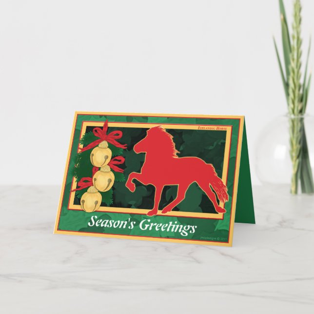Cartes Pour Fêtes Annuelles Sleigh Bells Islandais Cheval Noël (Devant)