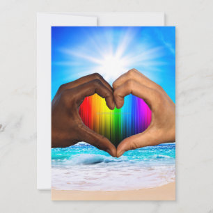 Cartes Pour Fêtes Annuelles SlipperyJoe's deux mains coeur interracial mâle h