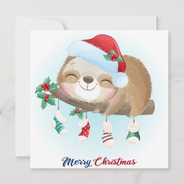 Cartes Pour Fêtes Annuelles Sloth Christmas (Devant)