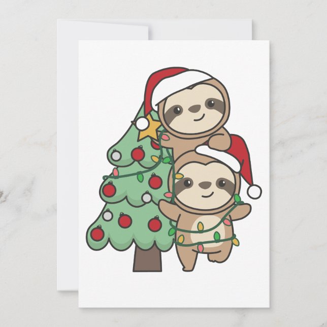 Cartes Pour Fêtes Annuelles Sloth Christmas Tree Animaux de Noël Sloths (Devant)