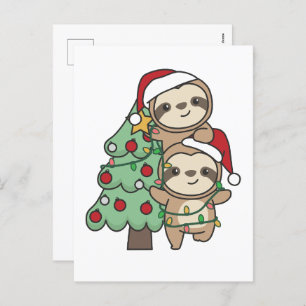 Cartes Pour Fêtes Annuelles Sloth Christmas Tree Animaux de Noël Sloths