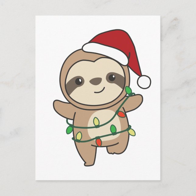 Cartes Pour Fêtes Annuelles Sloth Christmas Winter Animaux Slots (Devant)