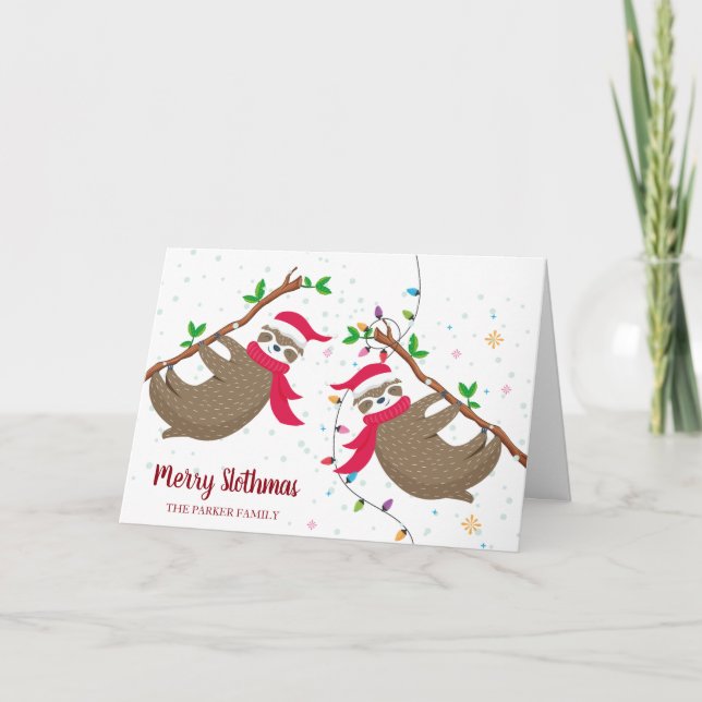 Cartes Pour Fêtes Annuelles Sloth drôle Christmas (Devant)