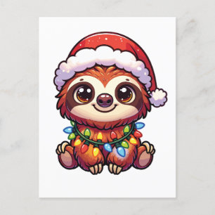 Cartes Pour Fêtes Annuelles Sloth Joyeux Noël Animaux d'hiver mignons Machines