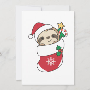 Cartes Pour Fêtes Annuelles Sloth Noël Neige Hiver Animaux Fentes