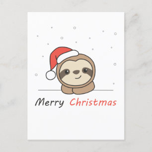 Cartes Pour Fêtes Annuelles Sloth Noël Neige Hiver Animaux Fentes