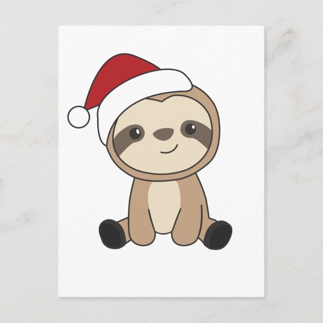 Cartes Pour Fêtes Annuelles Sloth Noël Neige Hiver Animaux Fentes (Devant)