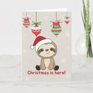 Cartes Pour Fêtes Annuelles Sloth Noël Neige Hiver Animaux Sloths
