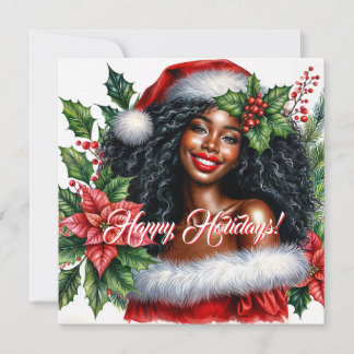 Cartes Pour Fêtes Annuelles Smiling Black Woman Happy Holidays