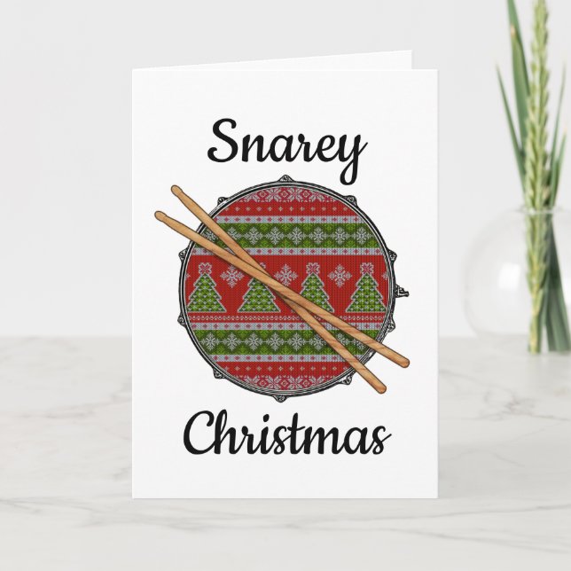 Cartes Pour Fêtes Annuelles Snare Drum Drumsticks Musicien Drummer Noël H (Devant)